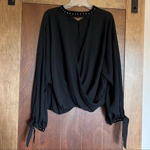 Boutique Black Choker Deep V Neck Shirt!